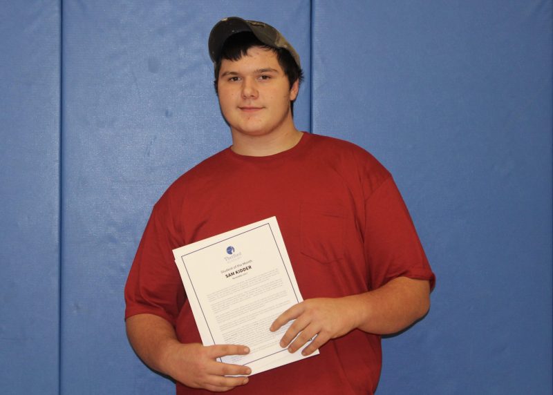 November Student of the Month: Sam Kidder November Student of the Month: Sam Kidder