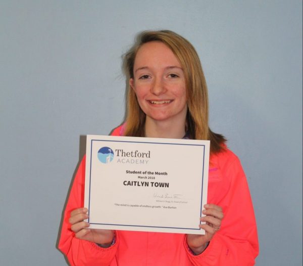 March Student of the Month: Caitlyn Town March Student of the Month: Caitlyn Town